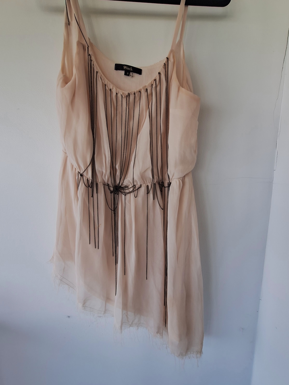 Blink Cream Chiffon Chain Fringe Cami Top Size Med